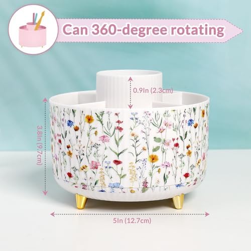 SKYDUE 360 Degree Rotating Desk Organizer, Dual-Purpose Pencil Pen Holder for Desktop, Desk Pen Organizer with 5 Slots, Office Supplies, Pencil Cup for Office, School, Home - Image 2