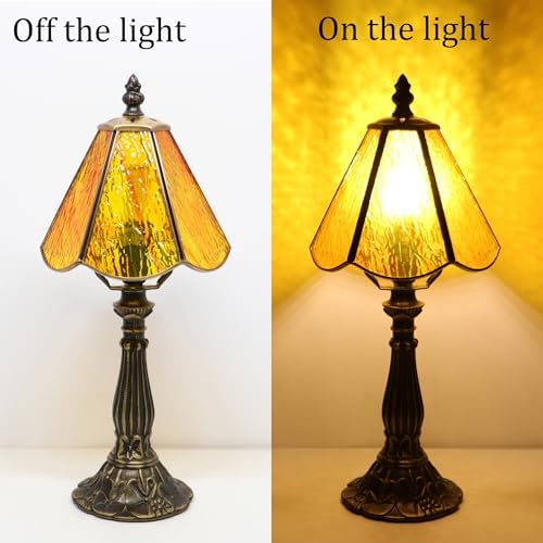 Tiffany Style Table Lamp Orange Rippled Stained Glass Lamp 14 Inch - Image 4