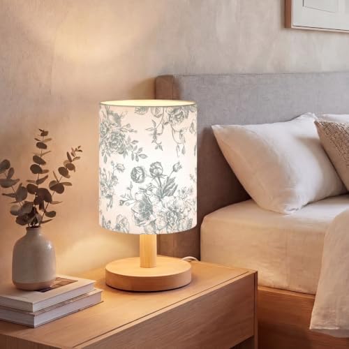 VIHOSE Green Floral Kids Table Lamp for Bedroom Kids Bedside Lamp with Linen Wooden Nightstand Cartoon Nursery Lampshade for Girls Boys Living Room - Image 7