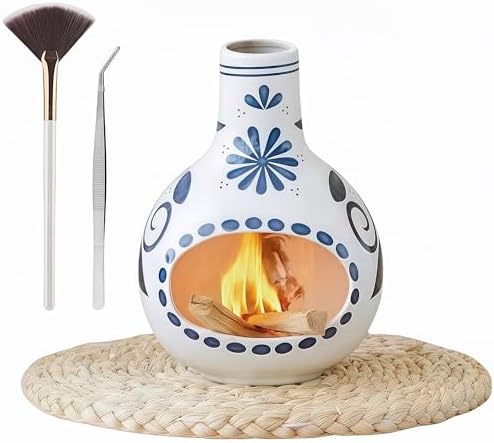 Handmade Ceramic Palo Santo Holder - Mini Chimenea Incense Burner by Unknown