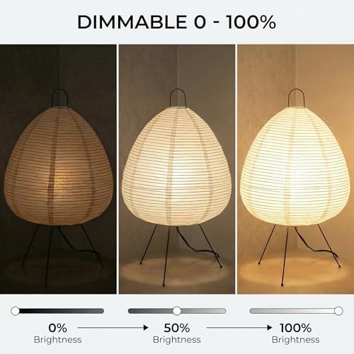 Akari Noguchi Rice Paper Lamp • Dimmable Japanese Paper Lantern Lamp • Japanese Decor Lantern • Cozy Japandi Style • Paper Lantern Light - Image 5