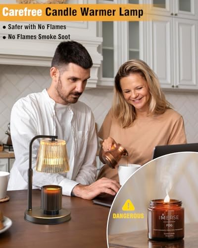 Candle Warmer Lamp with Timer Dimmable - Adjustable Electric Wax Melt Warmer Scented Large Jar Candles Lights, House Warming Birthday Gifts for Women, Glass Vintage New Home Living Room Decor, Dark - Image 6