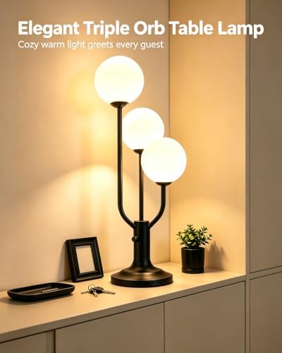 Lightdot Globe Black Table Lamp for Bedroom Gift G9 Bulbs Included Dimmable - Image 2