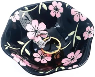 Small Flower Ring Dish Jewelry Tray Organizer, Black by Ardax