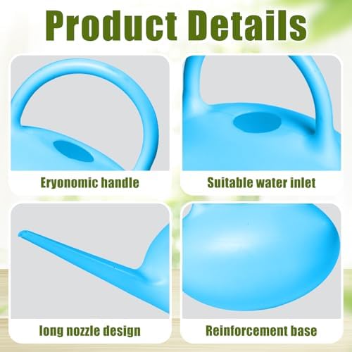 ZXJ Small Plastic Watering Can - 1/4 Gallon - for Home Plant Garden - Blue - Image 3
