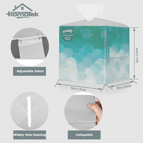 HOMOTEK 2 Pack Tissue Box Cover, Square PU Leather Tissue Holder, Decorative Facial Tissue Cube Paper Organizer Dispenser for Bathroom, Night Stands, Desk, Car 5X5X5'' - Light Gray, Pebble Grain - Image 2
