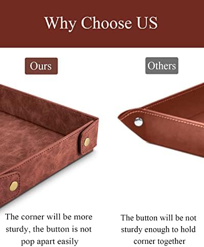 CASIRENA Faux Leather Valet Tray Organizer for Men - Catch-All Tray for Entryway Table Key, Wallet, Watch, Coin Change, Phone, Dresser EDC Dump Jewelry, Bedside Nightstand Desk-top - Image 4