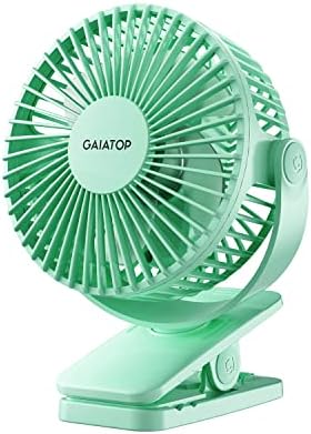 Gaiatop Portable Clip on Fan Battery Operated, Small Powerful 3 Speed Quiet 360° Rotate, USB Rechargeable Mini Personal Cooling Fan for Desk Table Home Office Stroller Camping Women Gifts Green by GAIATOP