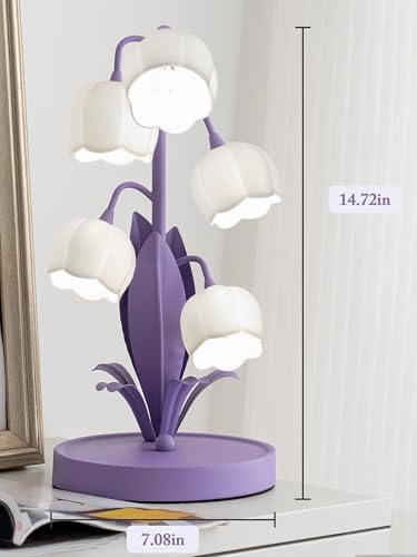 Flower Lamp for Home,5 Lily of The Valley Vintage Table Lamps (Purple) - Image 6