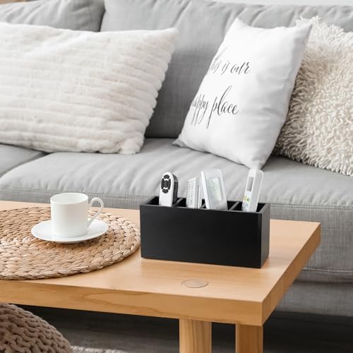 Bivvclaz Pencil Pen Holder for Desk, Wooden Office Desk Organizers and Accessories with 4 Slots for Countertop, Makeup Brush Holder Organizer for Bathroom Vanity, Silverware Caddy for Party, Black - Image 6