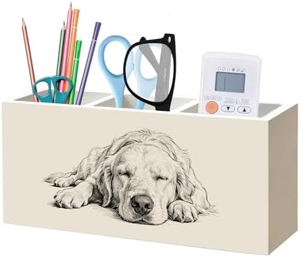 Golden Retriever Dog Pen Pencil Holder Organizer for Desk, Gifts for Golden Retriever Lovers, Dog Lovers Mom Dad Gifts Wood Signs Makeup Brush Toothbrush Holder for Bathroom Vanity by Unknown