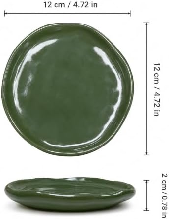 Jewelry Dish, Vintage Green Ceramic Round Shallow Ring Tray - Image 3