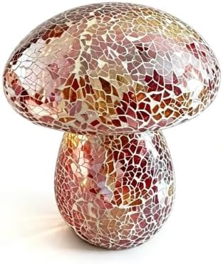 Mosaic Mushroom Table Lamp, Handmade LED Night Light,Orange by Unknown