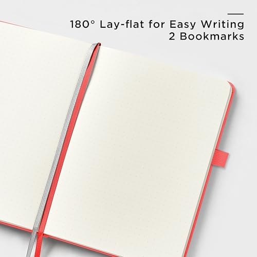 &And Per Se Dotted Journal Notebook, A5 Hardcover Leather Dotted Journal, 160 Pages 100gsm Thick Dot Grid Paper, 3 Sheets of Stickers Included - 5.7'' x 8'' (Red) - Image 3