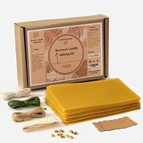 CraftersAvenue Beeswax Candle Making Kit - 16 Beeswax Sheets for Candle Making - Size 5 x 8 in - Make Your Own Rolled Candle - Candle Making Supplies - Yellow by CraftersAvenue