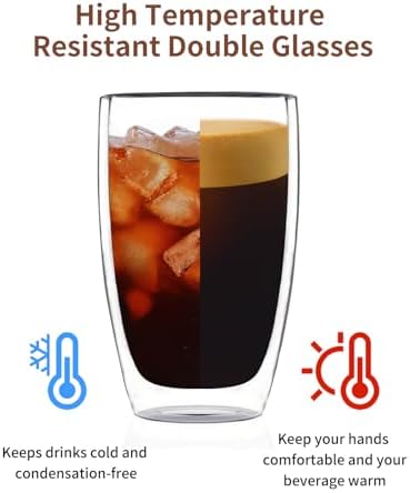 DOPUDO 17oz Double Wall Glass Coffee Mugs, Insulated Coffee Mug, Clear Borosilicate Glass Coffee Cups for Cappuccino, Tea, Lightweight and Microwave Safe - Image 3