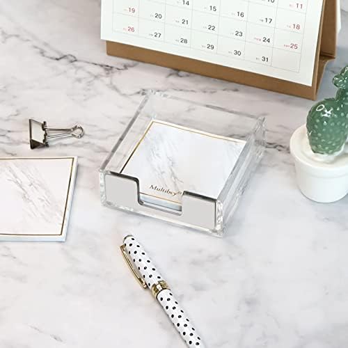 MultiBey Silver Sticky Note Holder Clear Acrylic Memo Pad Dispenser - Image 3