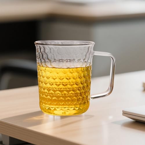 Aquach 20oz Glass Cups with handle Set of 2, Large Clear Coffee Tea Mugs - Image 3
