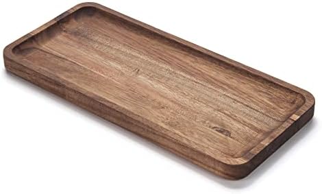 Bathroom Vanity Tray, Acacia Wood Counter Tray, Toilet Tank Tray, Appetizer Charcuterie Snack Serving Board, 11.8 x 5.5 x 0.8 inch by YANGQIHOME