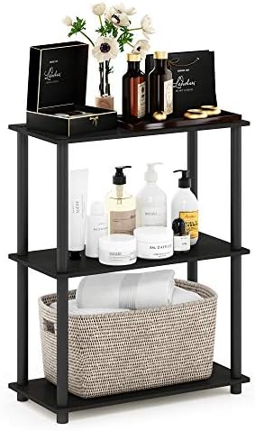Furinno TURN-N-TUBE Storage Shelves, 3-Tier Book Shelf, Corner Shelf, Toolless Open Shelves, for Organization and Storage, Living Room, Garage, Home Office, Espresso by Furinno-FitsYourSpaceFitsYourBudget