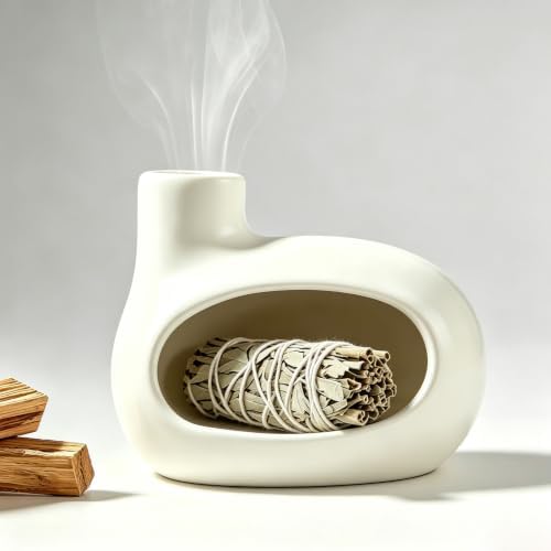 Ceramic Incense Holder for Palo Santo Stick, Sage, Candle Incense Burning (White) by Unknown