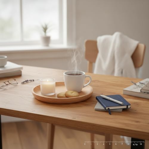 Small Round Beech Wood Tray for Coffee, Snacks, and Desk Organization - Compact Wooden Serving Platter for Nightstand or Entryway - Image 2