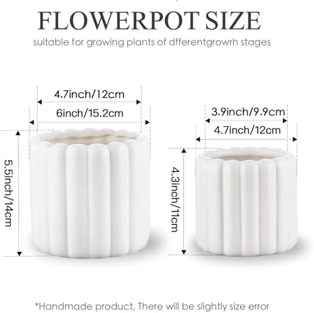 Ceramic Plant Pots,6 inch+4.7 Inch Planter Pot with Drainage Holes,Ceramic Planters for Indoor Plants,Modern Flower Pots for Indoor Outdoor Plants House & Office Décor,Pale Beige - Image 6