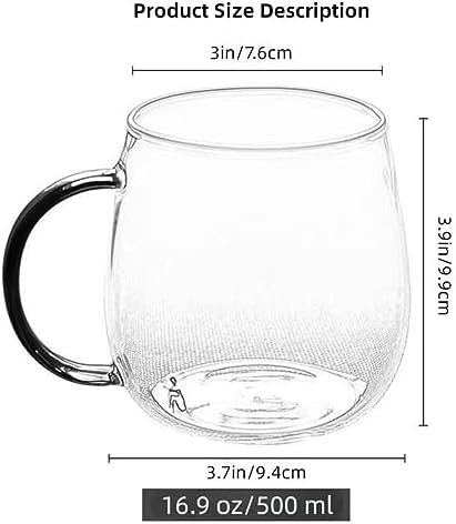Clear Borosilicate Glass Coffee Mug with Black Handle, 450ml/16oz, Ideal for Coffee, Tea, Beer, and Beverages – Durable, Gift-Ready Glass Mug - Image 2