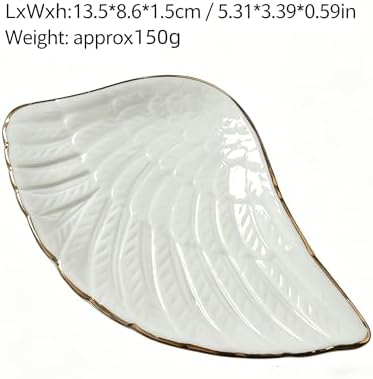Angel Wing Shape Ceramic Jewelry Tray Porcelain Trinket Dish Holder - Image 2