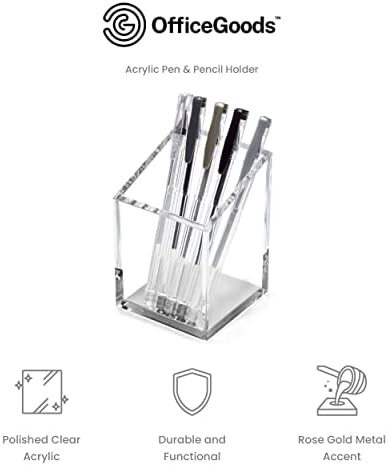 OfficeGoods Acrylic Pen and Pencil Holder, Silver - Image 3