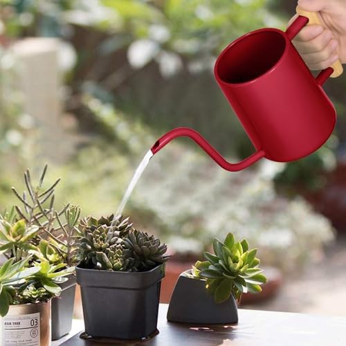 Watering Can Indoor Plants, 35 oz/1000 ml Metal Stainless Steel Watering Can Pot with Long Spout for Indoor House Plants Bonsai Outdoor Garden Flower Decorative (Red) - Image 2