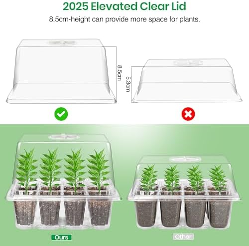 Bonviee Seed Starter Trays with 12-LED Grow Lights, Clear, 5 Pack - Image 4
