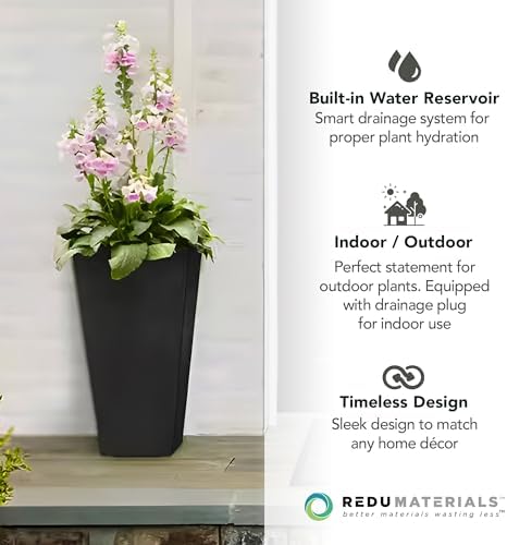 Tierra Verde 2 Pack Indoor Outdoor 20” Self Watering Planter, Sonata, Black - Image 6