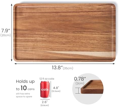VERTORGAN 2 Pack Acacia Wood Serving Tray,13.8x7.9 Inch Trays,Home Decor - Image 6