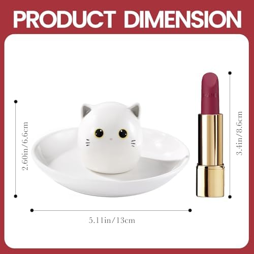 PUDDING CABIN Cat Mom Gifts for Women, Kitty Ring Holder for Jewelry, Jewelry Tray Dish Rings Bracelets Earrings Trinket Tray, Cat Gifts for Women Birthday Mother's Day Christmas Wedding Ring Holder - Image 5