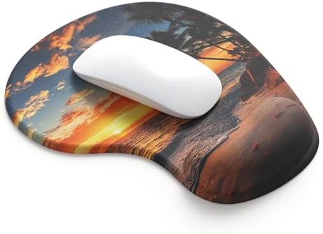 Office Mousepad with Gel Wrist Support - Ergonomic Gaming Desktop Mouse Pad Wrist Rest - Design Gamepad Mat Rubber Base for Laptop Computer -Silicone Non-Slip Special-Textured Surface (15SunsetP) by DEMONCHEST
