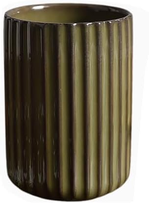 Vinitage Ceramic Mug, Japanese Tea Cup 10oz Striped Cup No Handle Drinking Cup for Latte Milk Water Beverage Juice Microwave and Dishwasher Safe, Kiln Transformation Cup (Green) by Unknown