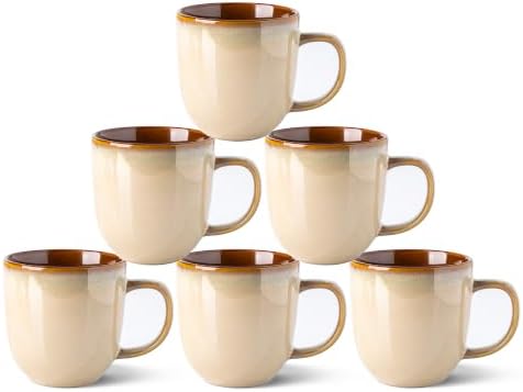 LERATIO Ceramic Coffee Mugs Set of 6,12oz Handmade Coffee Mugs Set by LeRatio