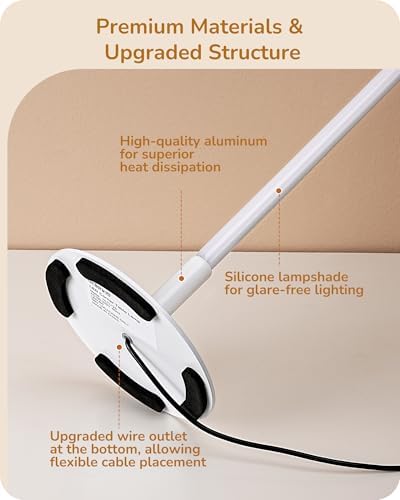 EDISHINE LED Table Lamp, Minimalist Desk Lamps for Home Office, White - Image 2