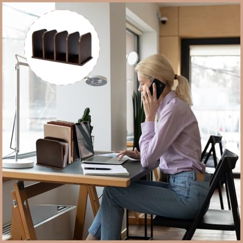 FINGERINSPIRE Desk Organizer Mail Holders 12x5x6 Inch 4 Compartments Bamboo Desk File Storage Stands Document Sorting Rack for Office, Home, School Desktop Organization - Image 5