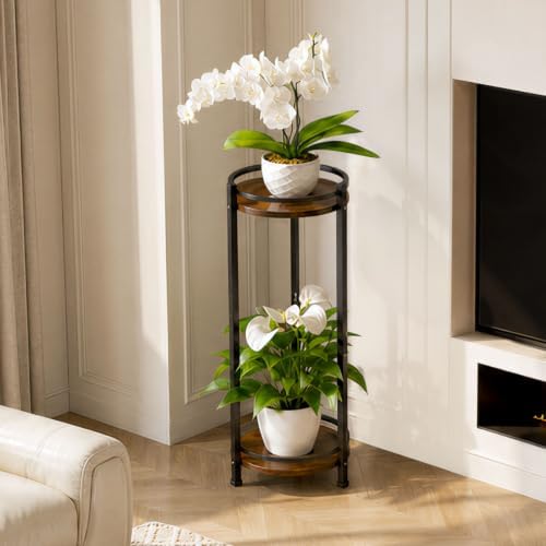 Homsorout 2 Tier Plant Stand Indoor Outdoor for Corner, Rustic - Image 6