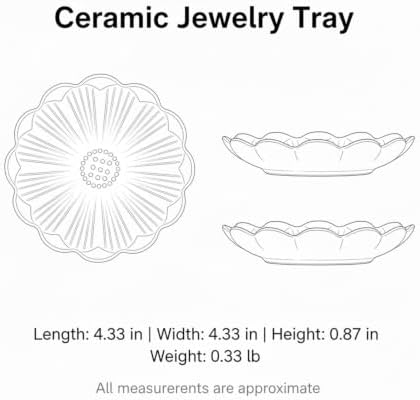 Petal Shaped Ceramic Jewelry Tray, Small Decorative Dish for Rings Earrings, Vanity Organizer for Nightstand Desk Bathroom (1 Piece) - Image 7