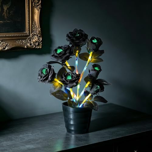 Gothic Black Rose LED Flower Lamp Artificial Rose Night Light Bedroom Decor - Image 4