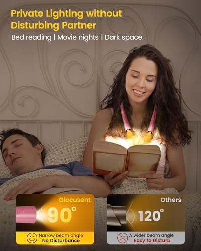 Glocusent Upgraded LED Neck Reading Light, Book Light for Reading in Bed, 30-min Timer, 3 Colors & 3 Brightness Adjustable, Rechargeable & Long Lasting, Perfect for Reading, Knitting (Pack of 2) - Image 4