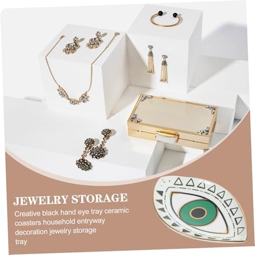 Eye Shape Ceramic Jewelry Tray Ring Holder Earring Dish Trinket Organizer Decorative Plate for Bathroom Kitchen Desktop Storage - Image 6