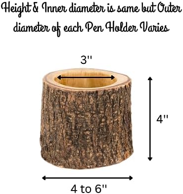 Mie Creations Rustic Pencil Cup, Antique Wooden Log Office Organizer, 4'' - Image 6