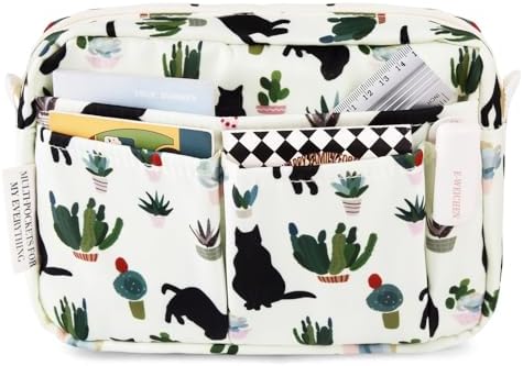 Multiple Pockets Portfolio Organizer with Zipper,Makeup Bag Pencil Pouch by E-WEICHEN