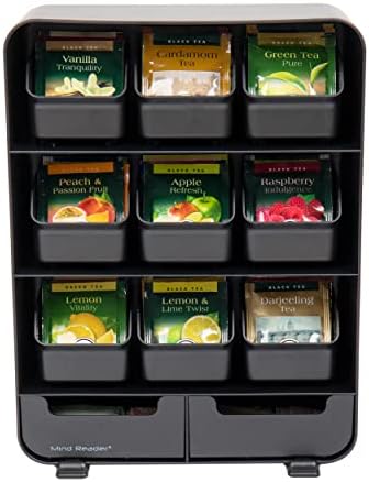 Mind Reader Tea Bag Organizer, Tea Station Organizer, Countertop Storage, Kitchen, Plastic, 10.25"L x 3.25"W x 13.75"H, Black - Image 6