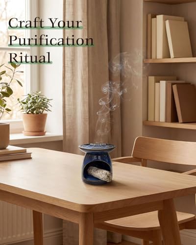 Palo Santo Incense Holder, 3-in-1 Handcrafted Ceramic Sage Burner - Image 4