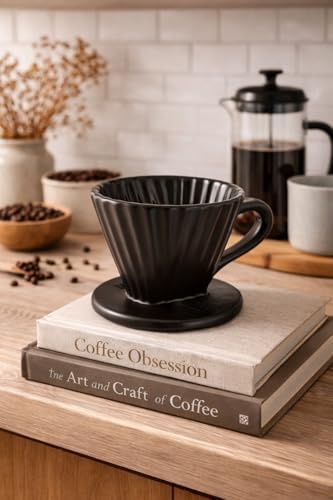 Chantal "Lotus ceramic pour over coffee dripper, 8 ounces (Matte Black) - Image 3